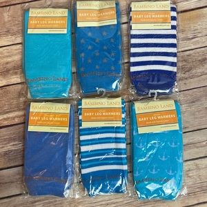 6 pairs of baby leg warmers - boy colors - OS by Bambino Land fits 4 months and